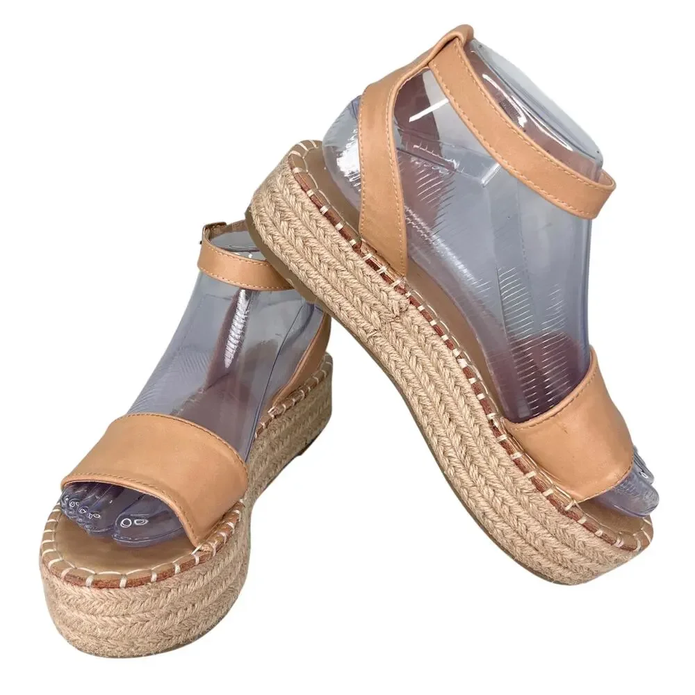 Catherine Malandrino Semiy Platform Sandals 6 Beige Ankle Strap